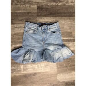 Nicole Lynel Upcycled Denim Ruffle Mini Skirt Light Wash Handmade Size 3